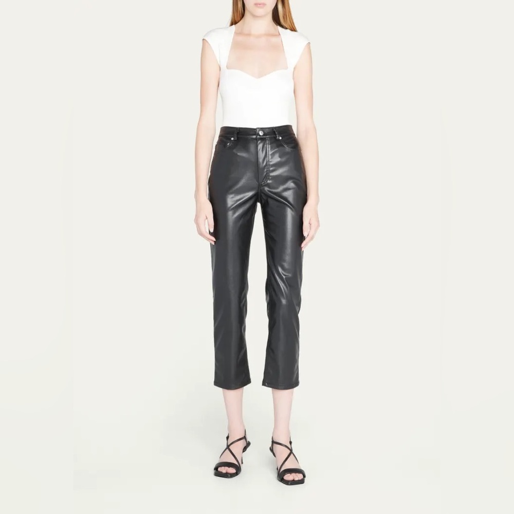JONATHAN SIMKHAI STANDARD River Vegan Leather High Rise Pants in Black Size 6